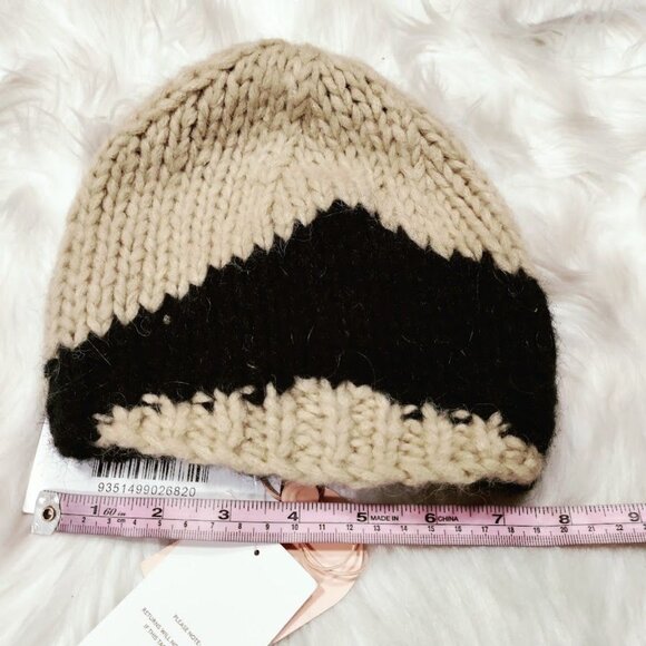 NWT The Wolf Gang Palermo TWG Wave Print Knitted Beanie Black Wave One Size - Picture 9 of 12